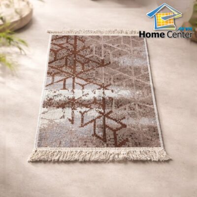Abstract pixelated rug on textured floor