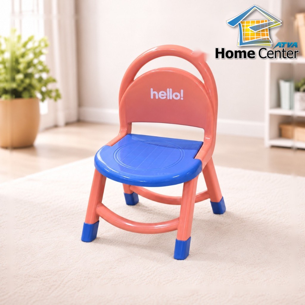 Coral and Blue Kids’ Chair in Cozy Room