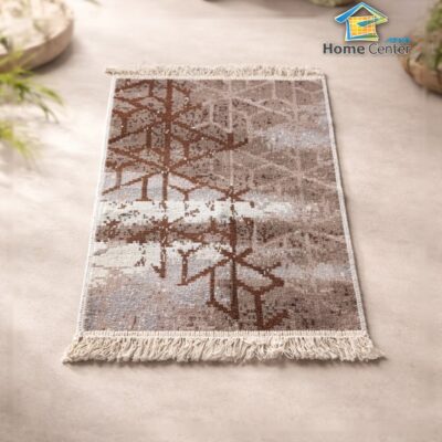 Abstract pixelated rug on textured floor